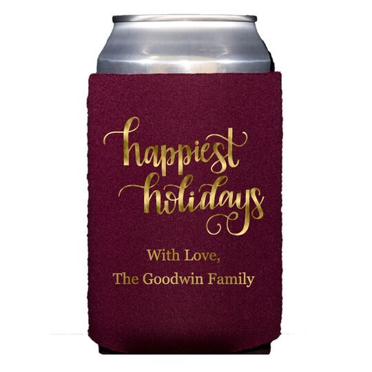 Hand Lettered Happiest Holidays Collapsible Huggers
